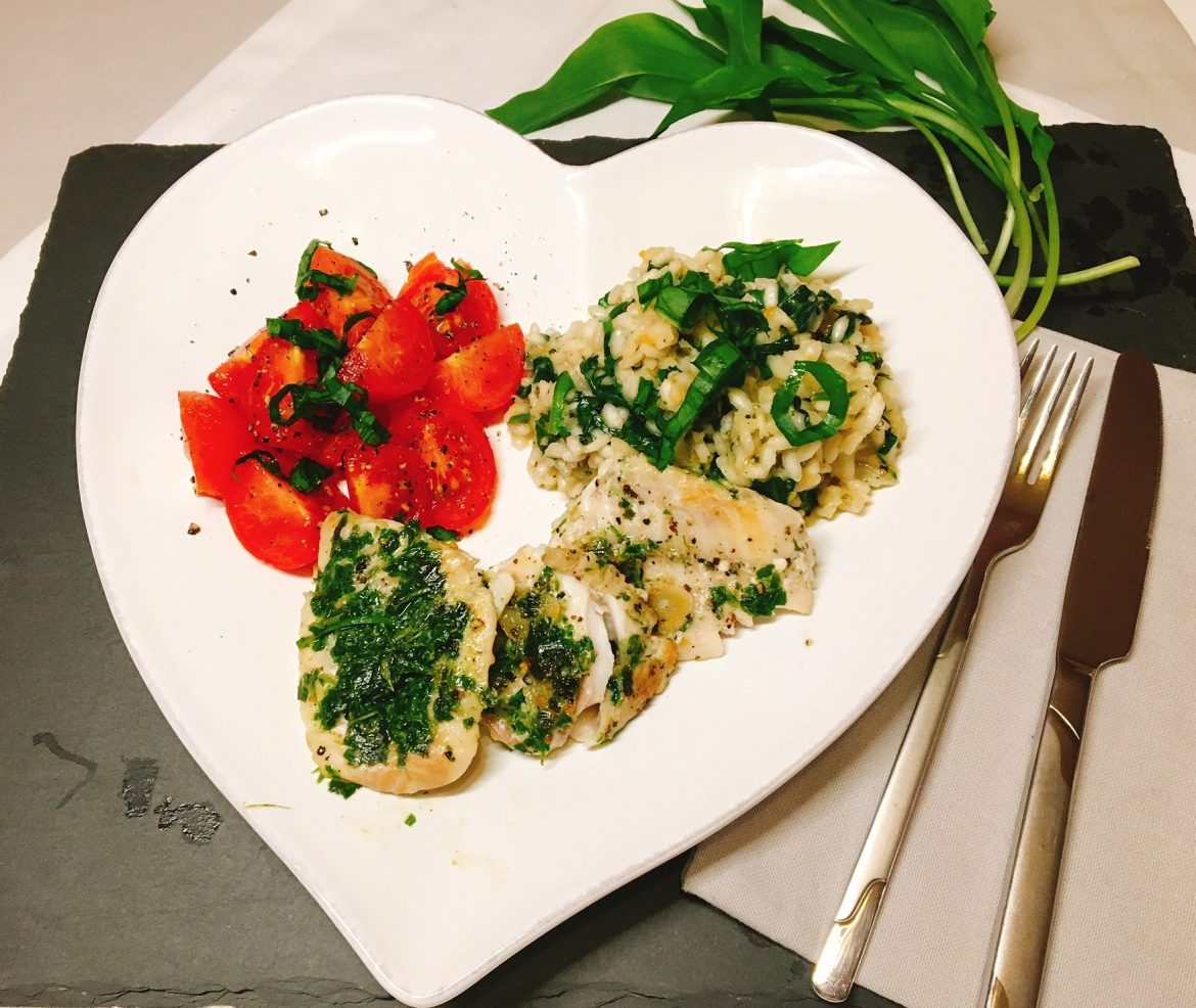 Bärlauchrisotto mit gekräutertem Rotbarschfilet